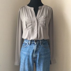 Button-Down Shirt | LOFT | XS, Taupe